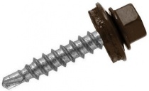 Саморез с EPDM-шайбой по дереву 4,8х35 RAL 8017 250 шт