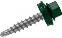Саморез с EPDM-шайбой по дереву 4,8х35 RAL 6005 250 шт
