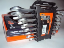 Ключи рожково-накидные Miol PREMIUM CRV сатин 8-19 мм усиленной прочности набор 8 шт Арт.51-705