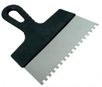 Шпатель Favorit 200 мм нержавеющий с пластмассовой ручкой зуб 8х8 мм Арт.05-444